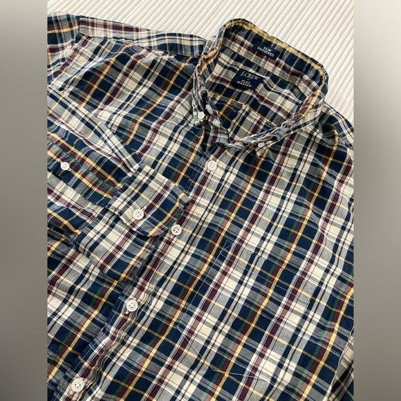 J.Crew Factory Men’s L Plaid Shirt Slim Fit Flex Long Sleeve Button Down - Picture 1 of 9